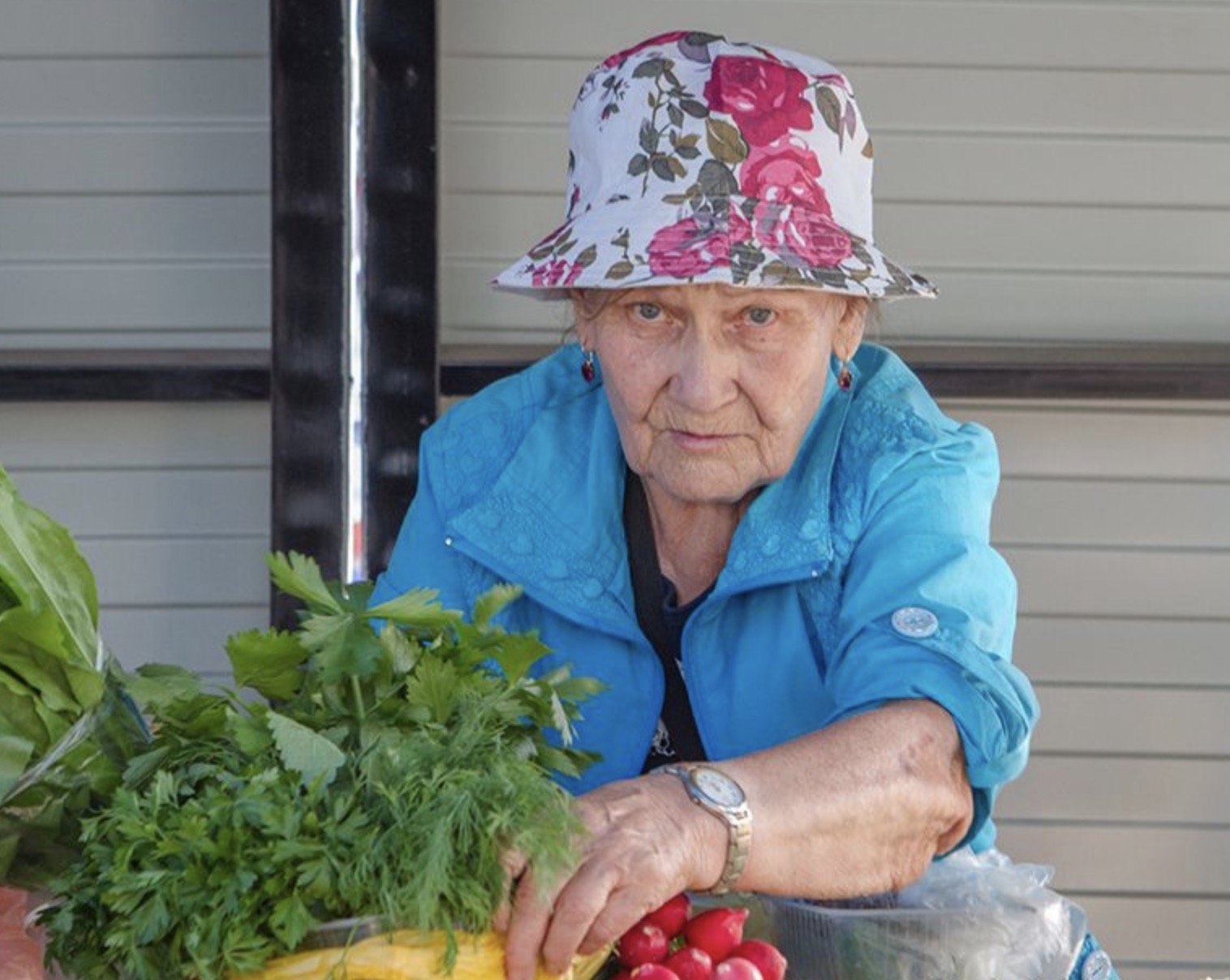 Пенсионерка т. Бабушка продает овощи. Бабка с зеленью на рынке. Бабушка на рынке. Пенсионерка на даче.